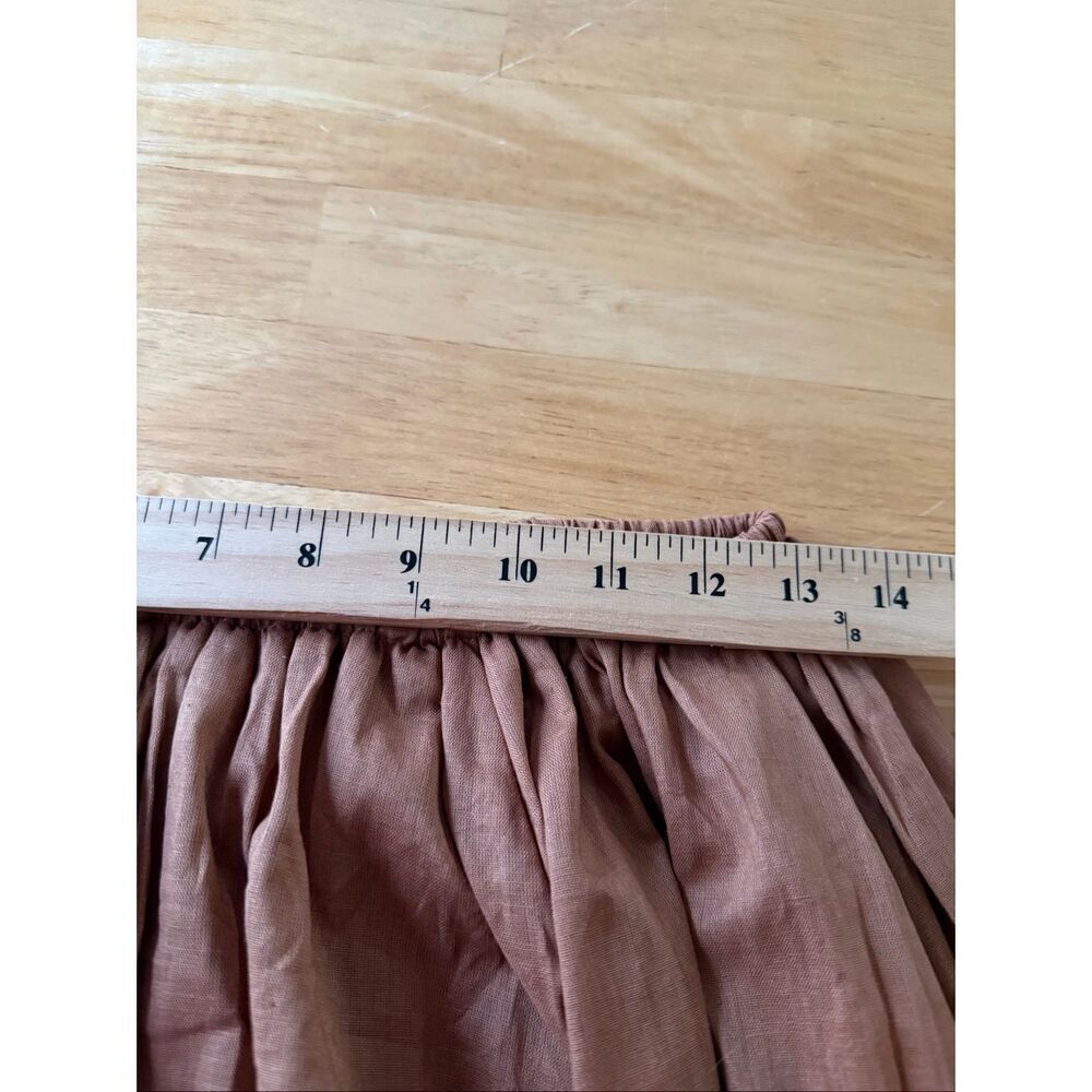 DISSH Brown Linen Cotton Maxi Skirt | Elastic Waist Drawstring | Size 6 - Picture 11 of 13